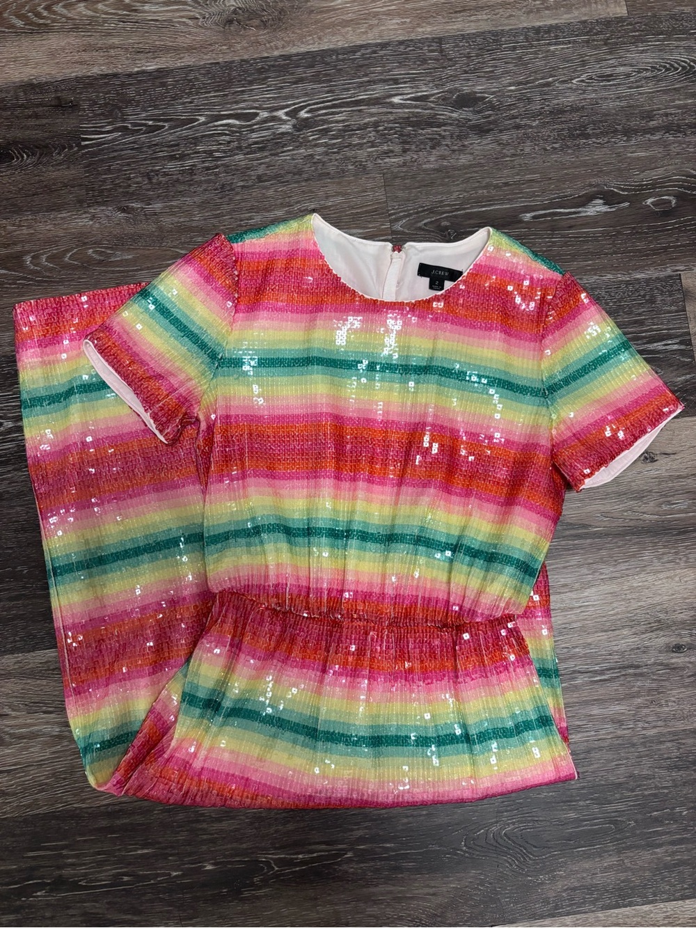 Sequin Rainbow Striped dress j crew